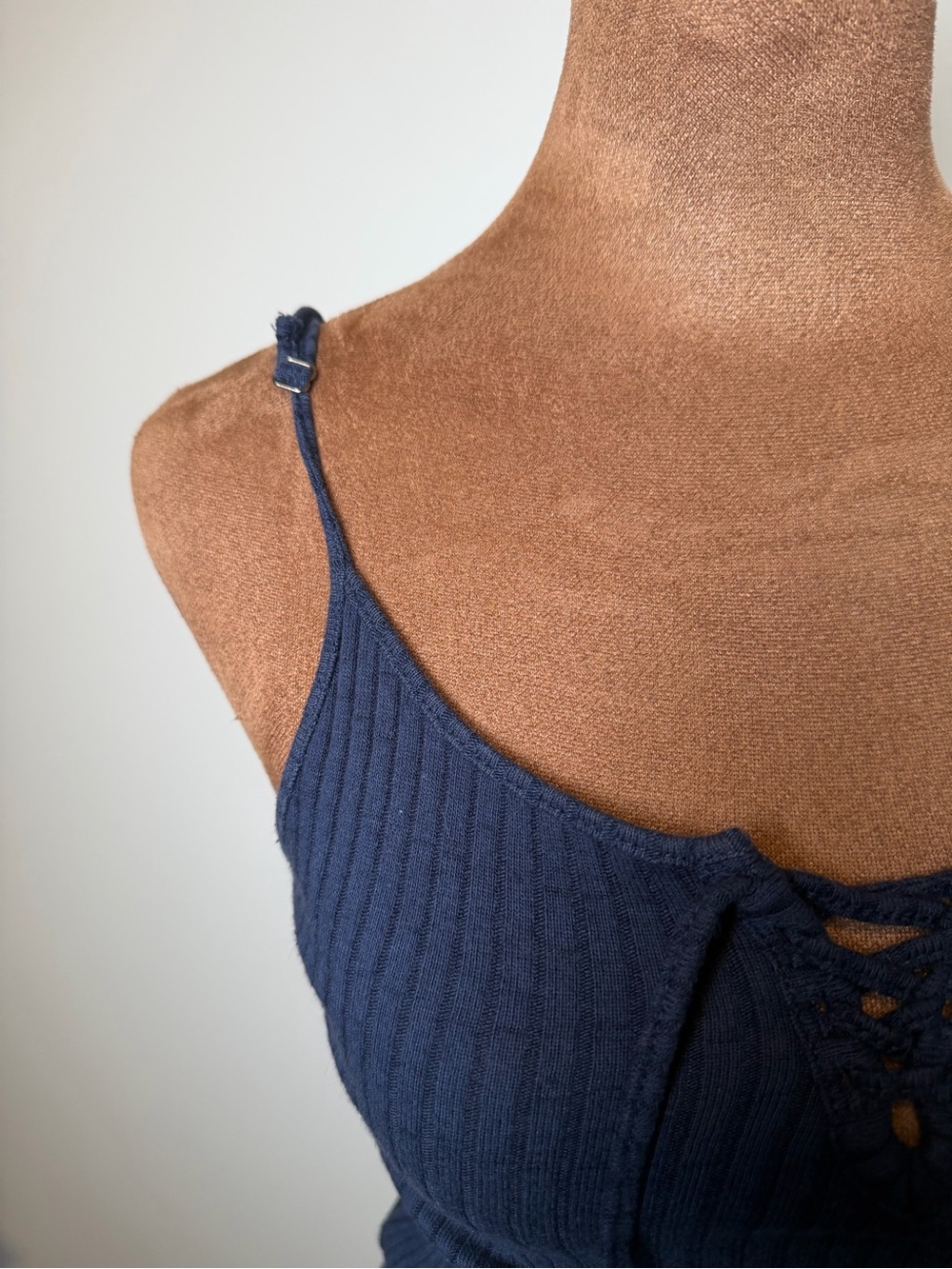 ROXY Navy Ribbed Lace-Up Ribbed Dress - Picture 6 of 17